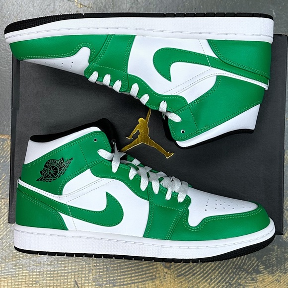 Nike Air Jordan 1 Mid Lucky Green DQ8426-301 10 Pine Toe Celtics - Picture 2 of 10